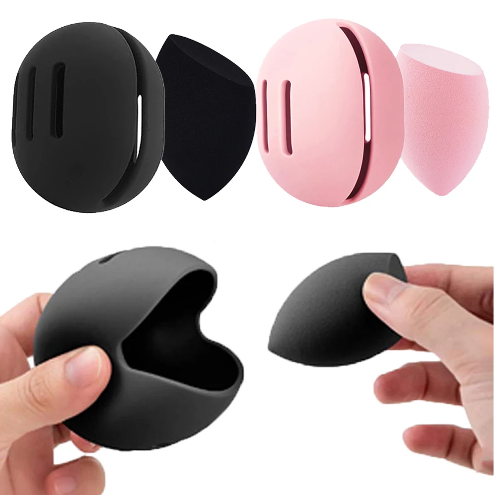 حقيبة سفر لإسفنجة المكياج، حقيبة تخزين إسفنجة تجميل مسامية من السيليكون صديقة للبيئة، حقيبة تخزين منتفخة للمكياج المحمولة للسفر C