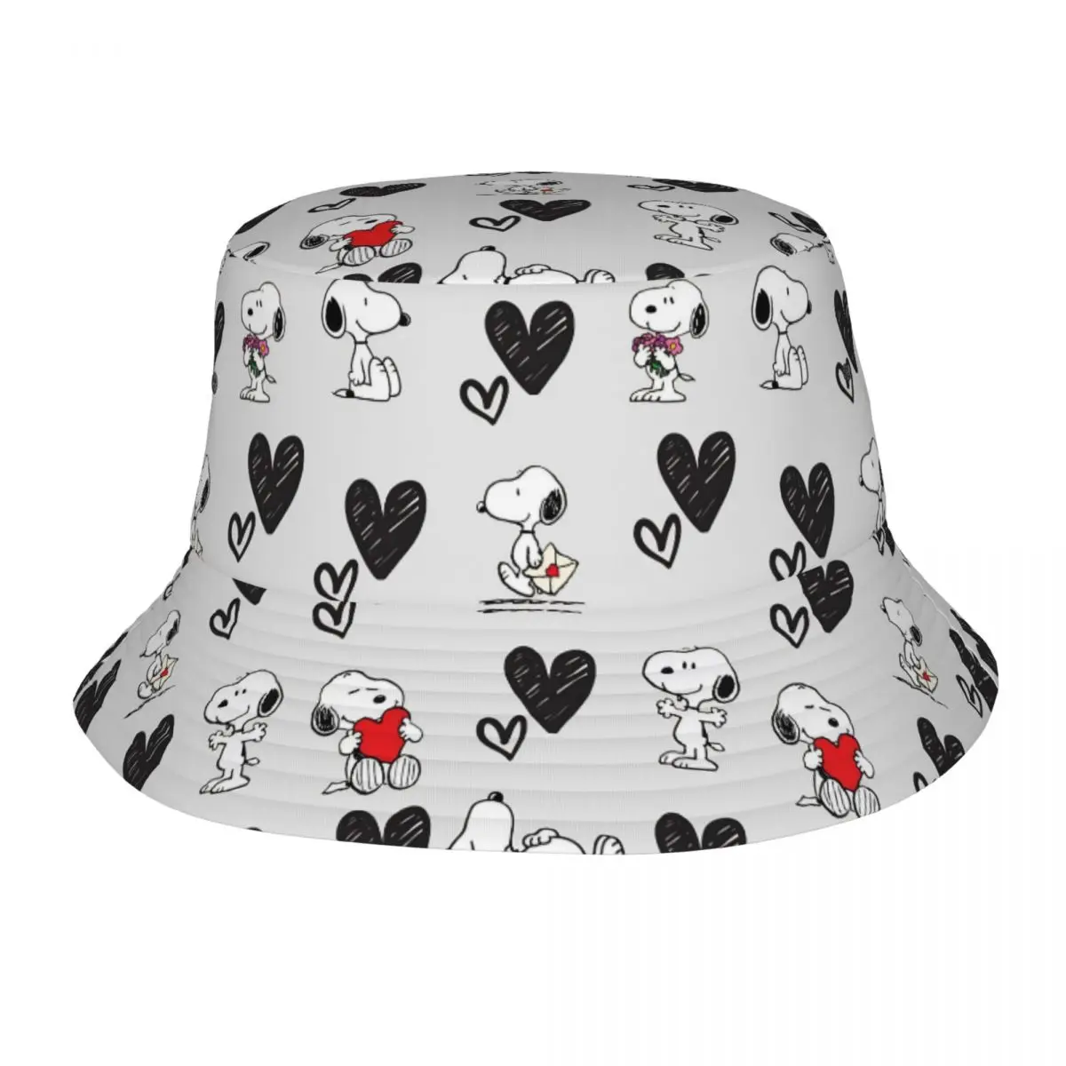 Chapeaux Bob Tendance Snoopys Dog pour Femmes et Hommes, Chapeaux de Pêcheur à Motif Cœur de Dessin Animé pour Sports de Plein Air, Idéaux pour les Vacances et les Escapades