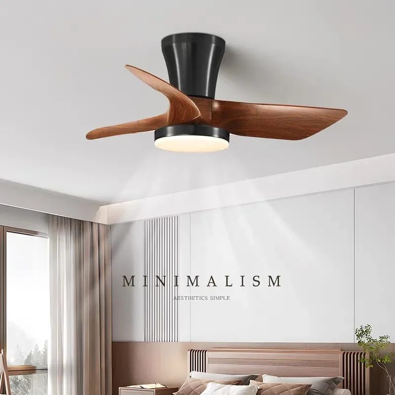 Modern Silent integrated Bedroom Ceiling Fan Lamps Retro Wood Dining Room Living Room High Wind Power Remote Ceiling Fan Lights - Image 2