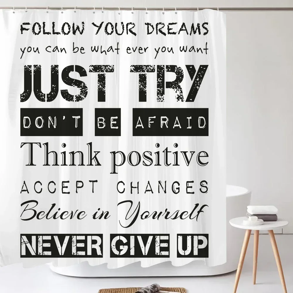 

Черно-белая художественная занавеска для душа, водонепроницаемая полиэфирная ткань, современный простой стиль, занавеска для ванной комнаты с крючками