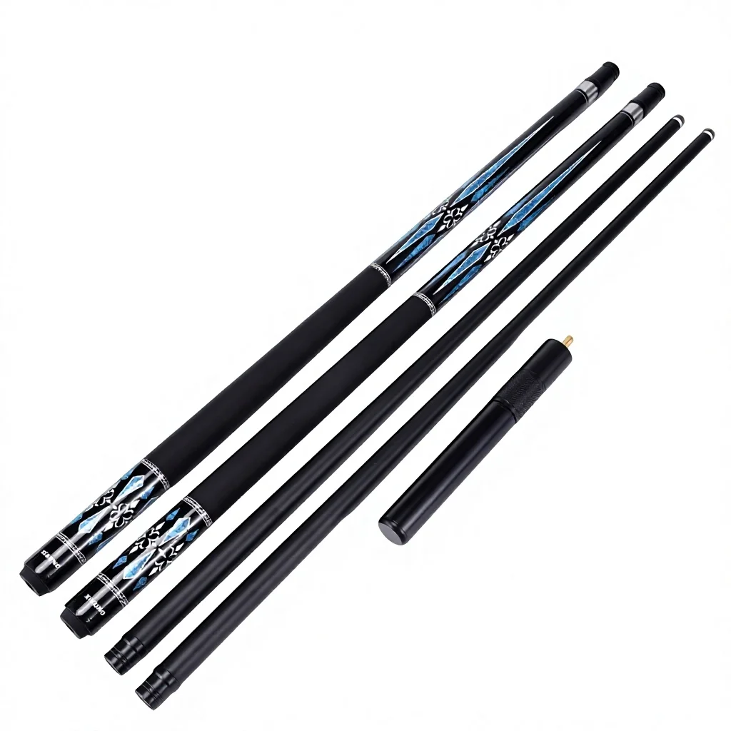 New Arrival 12.5MM Tip Carbon Glass Fiber Snooker Cue for Pool 1/2 Split Center Joint with Stainless Steel Joint Extender Set