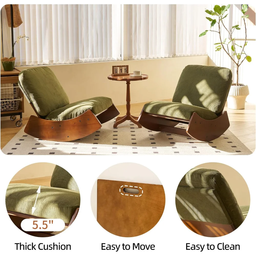 

Nursery Rocking Chair Corduroy Fabric Upholstered Tall Back Glider Rocker Rocking Accent Chair Comfy Single Sofa Side Chair