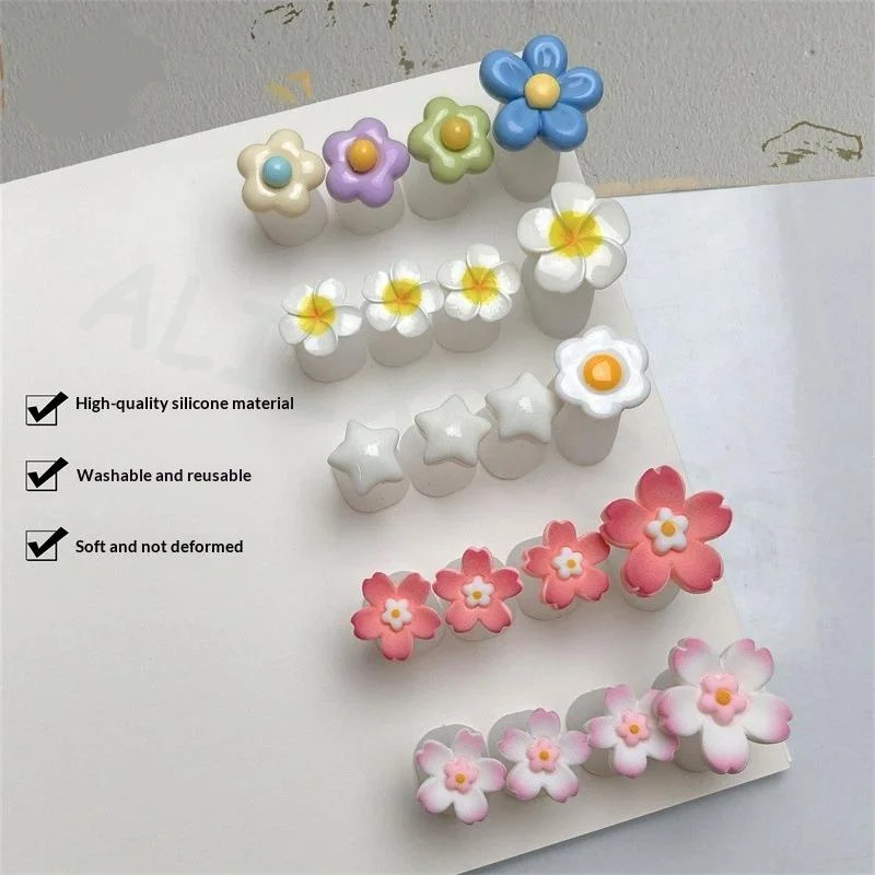 Soft Durable Toe Separators 4Pcs Reusable Silicone Flower Star Design for Beginner Pedicure Manicure Nail DIY
