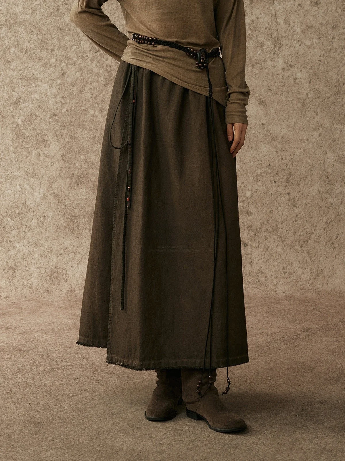 

Юбка Alpa Lew Cotton F из окрашенной ткани цвета дубовой коры и хурмы, с завышенной талией, А-силуэт, для женщин, винтажная, элегантная