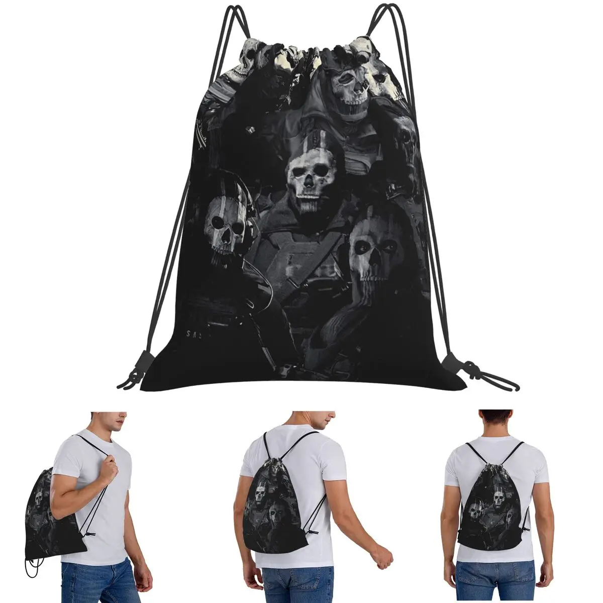 Simon Ghost Riley Backpacks Fashion Drawstring Bags Sundries Bag Book Bags for Travel Students