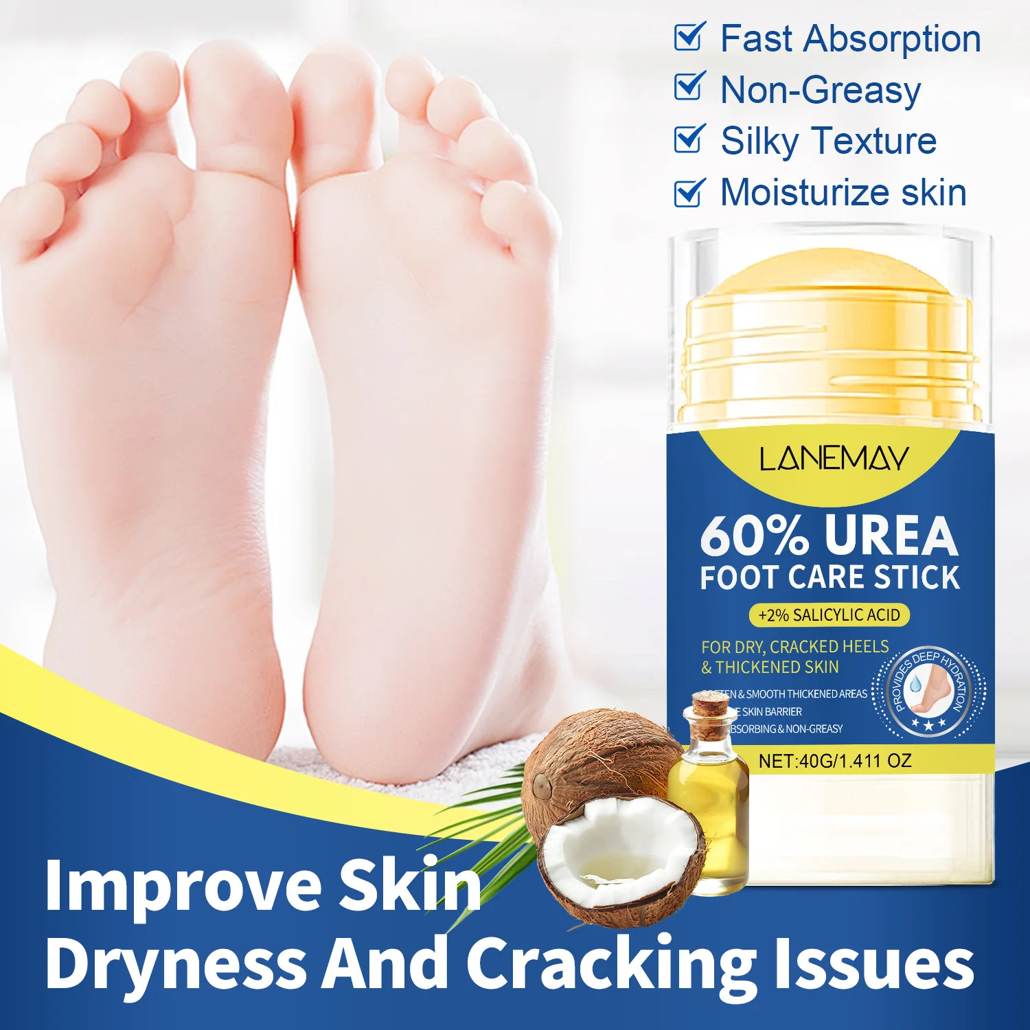 Crema antisecado para pies, crema reparadora de grietas para manos, crema para el cuidado de la eliminación de la piel, pies muertos, piel de las manos, 50g, repone la humedad y la humedad