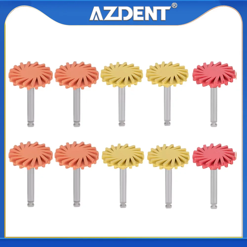 10 Pcs/Pack Azdent Dental Composite Polishing Wheel Polishing For Composite Ceramic  Shank Diameter RA 2.35 mm 135℃ Autoclavable