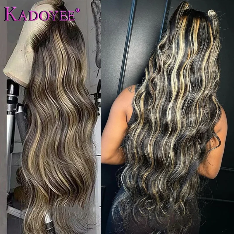 Perruque en surbrillance blonde sans colle, cheveux humains pré-découpés, perruques de fermeture en dentelle Body Wave, couleur P1b/27, perruque transparente HD pré-plumée, 5x5