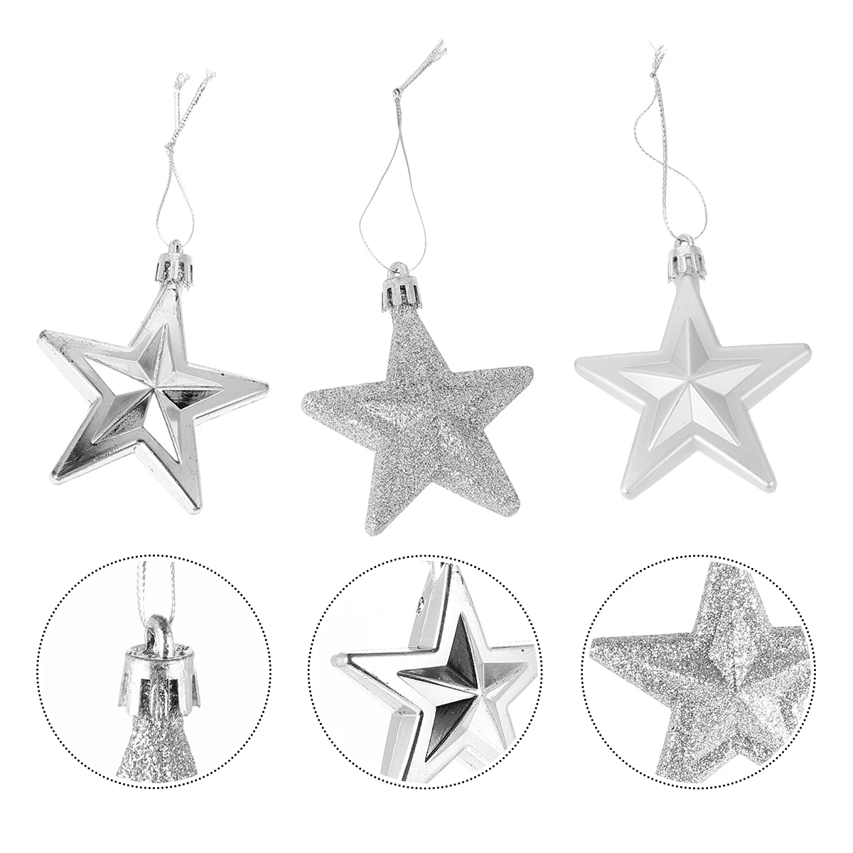 

18pcs Christmas Five Decor Plastic Star Ornament For Tree Hanging Holiday Party Home Xmas Decorations Gift