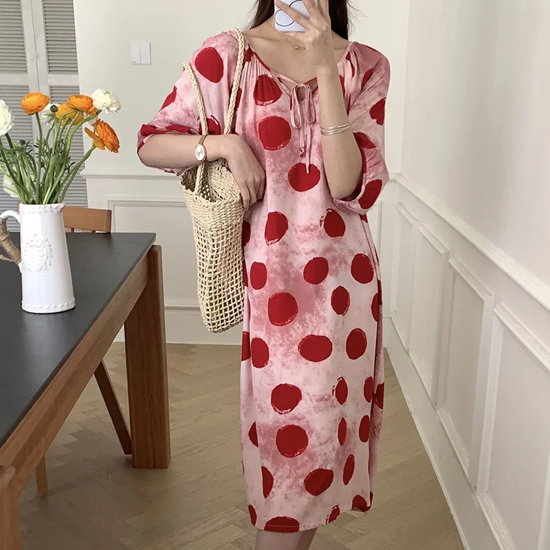 

Nightgown Women's Clothing Summer Thin New Home Soft Simple Cozy Loose Casual Slim Breathable High Quality Cool Vacation Style