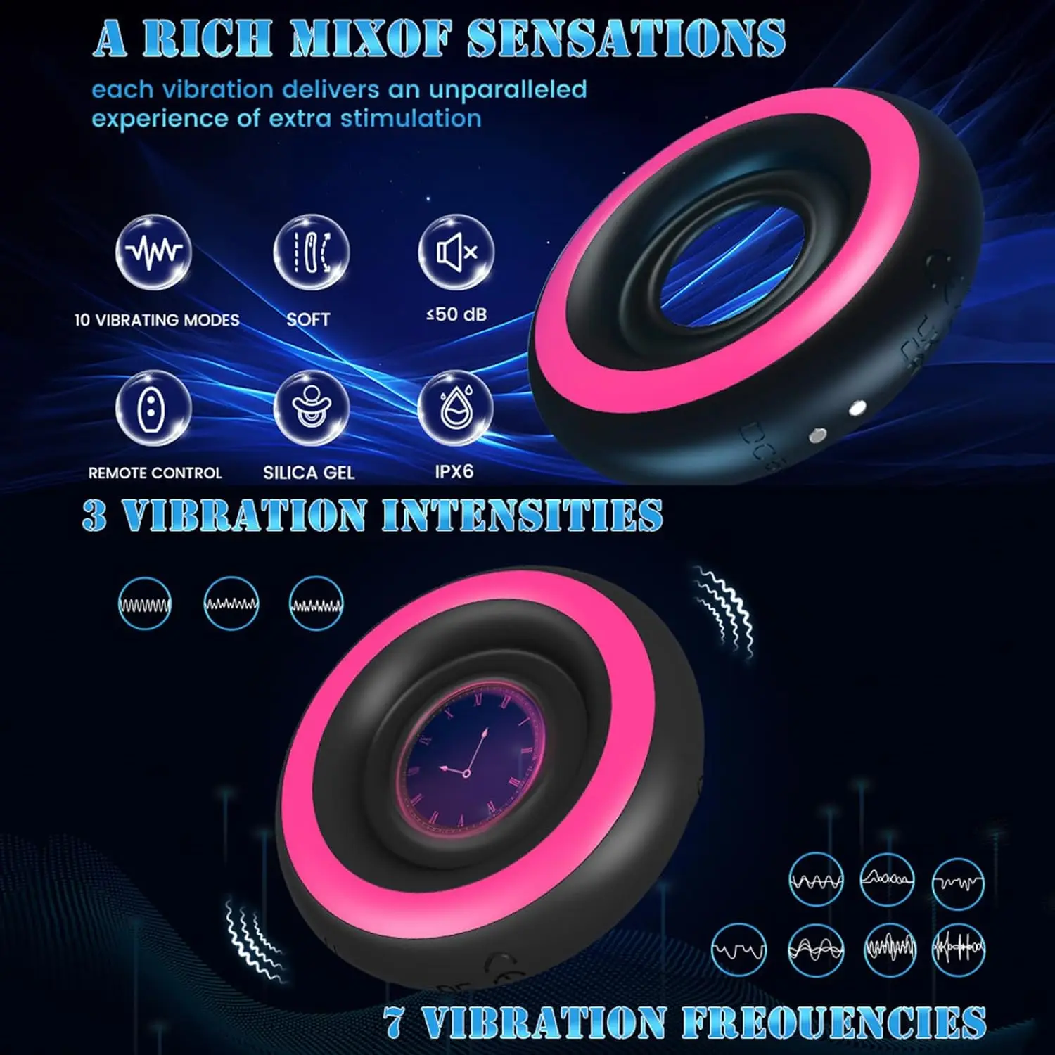 خاتم القضيب خاتم القضيب الانتصاب تعزيز تهتز حلقة القضيب العفة قفص محفز تأخير القذف الجنس لعب الكبار للرجال