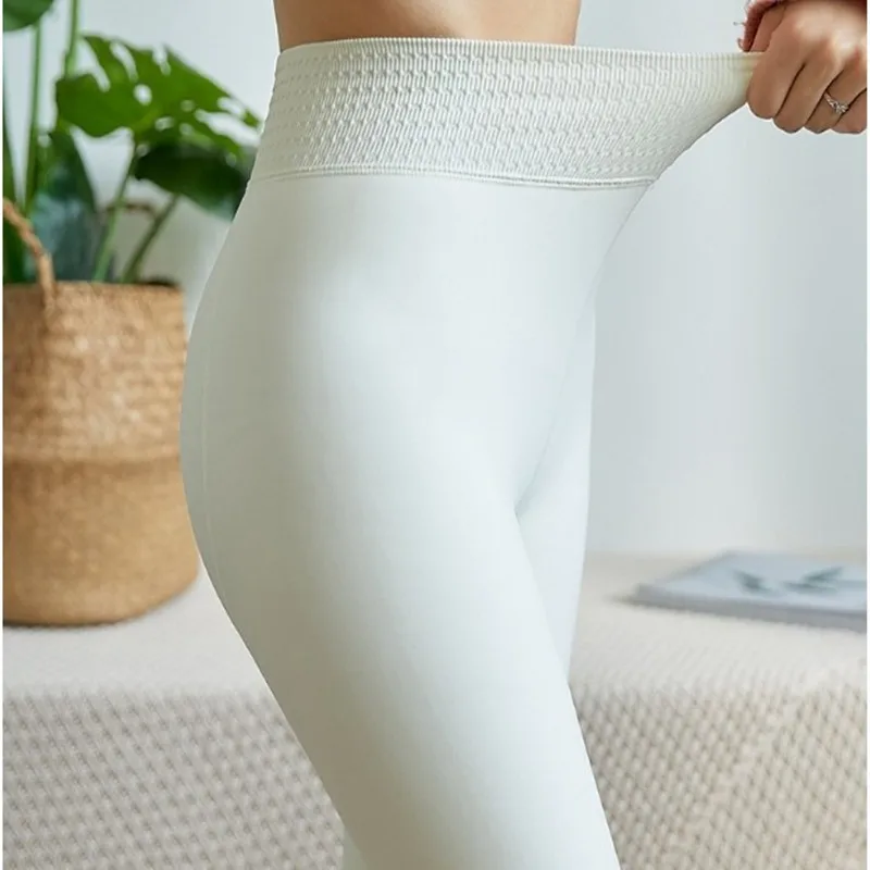 2024 White Women Winter Tights Red Leggings Stocking Fleece Thick Velvet Thermal Pantyhose High Waist Push Warm Female 172cm