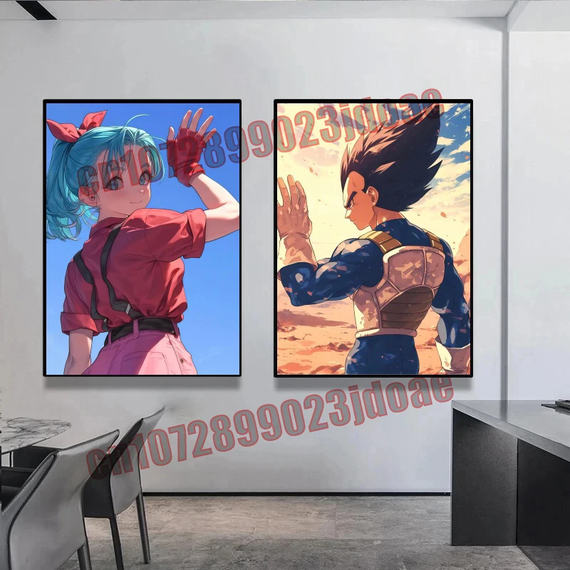 

Dragon Ball Goku Vegeta Bulma Master Roshi Buu Piccolo Wave Goodbye Anime Poster Frameless Canvas Painting Party Decoration Gift