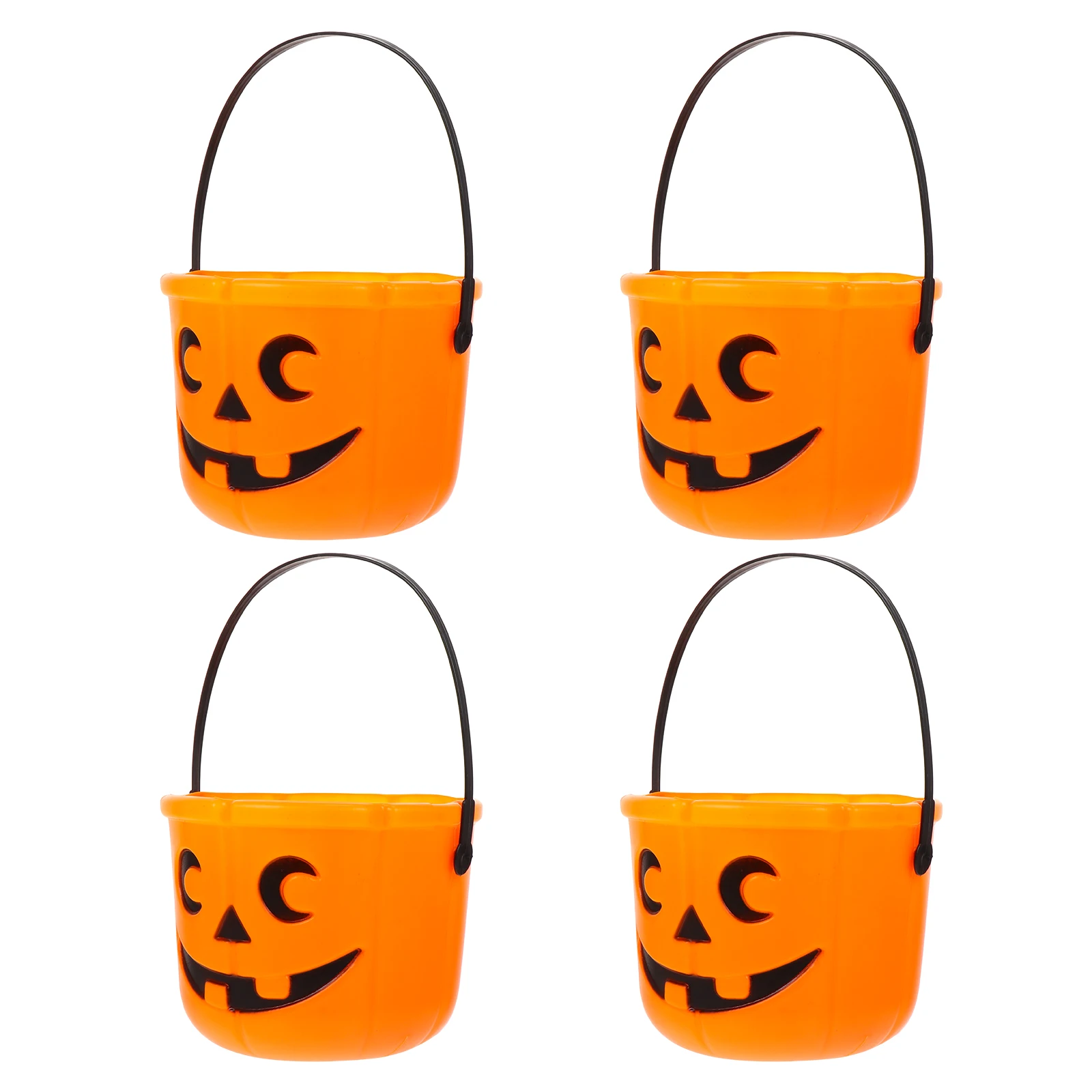 

4Pcs Halloween Pumpkin Buckets Orange Portable Candy Holders Kids Trick Or Treat Candy Tote Barrels Pumpkin Buckets