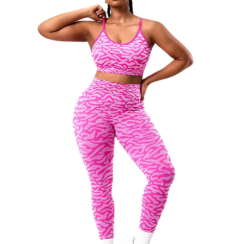 Large Size Yoga Set Two-piece Superior Seamless Women's Chest Pad Suspender Back Sports Underwear