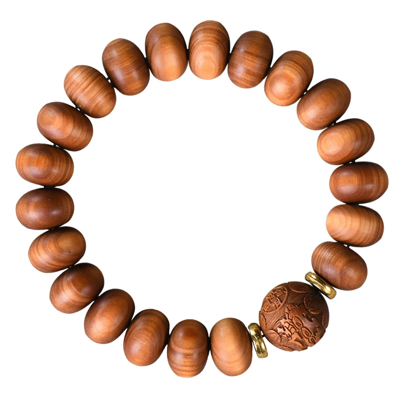 

Natural Taihang Cliff Cypress Bracelet High Oil Abacus Beads Carved Wealth-Attracting Prayer Beads Bracelet