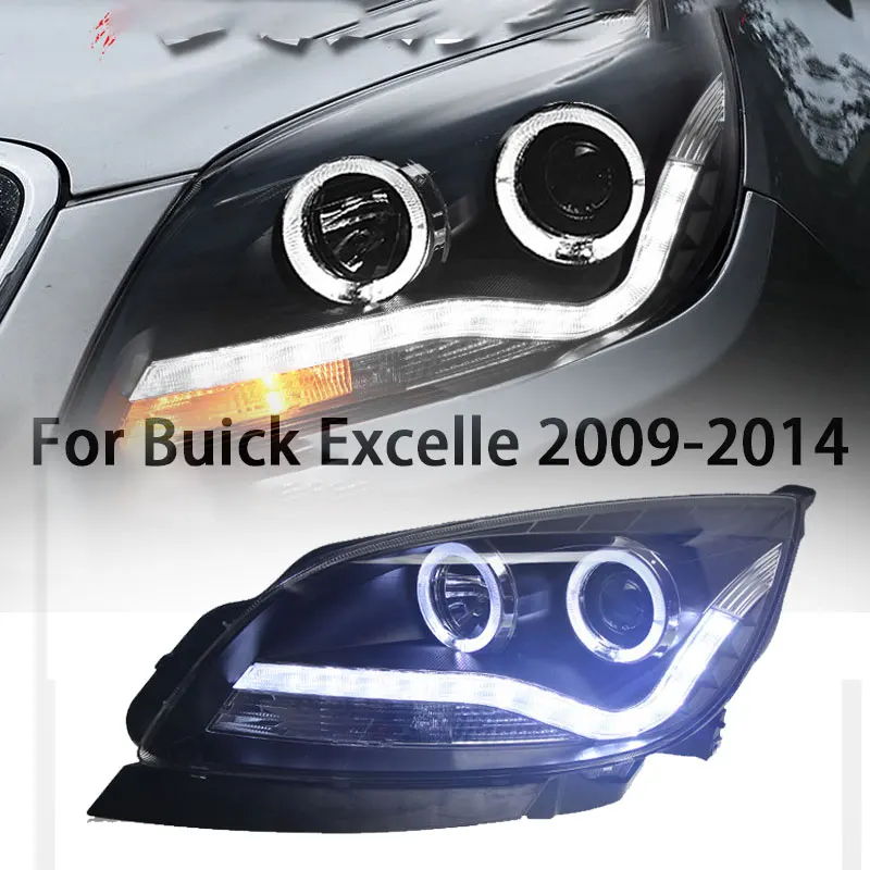 Car Headlights For Buick Excelle GT XT 2009-2014 Head Lights LED Angel Eye Daytime Running Light Dual Light Lens