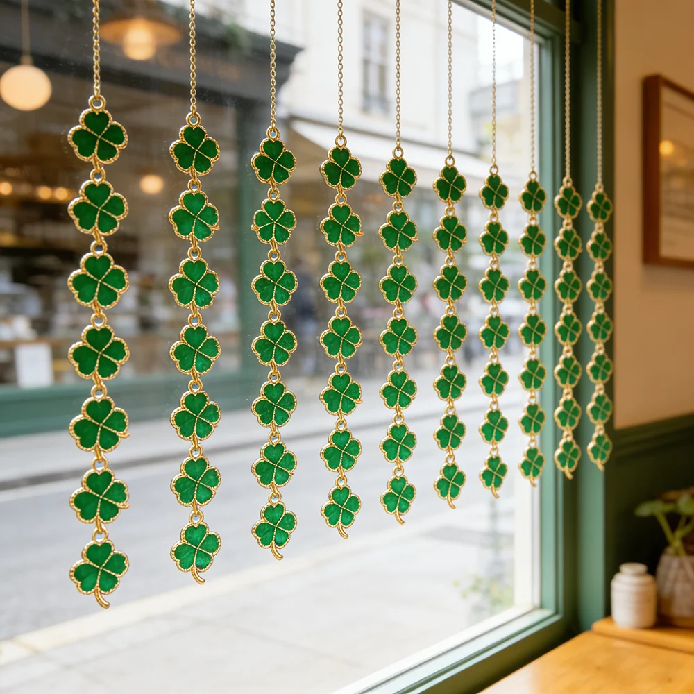 50 PCS Lucky Clover Pendants DIY Bracelets/necklaces,Suitable for Spring Atmosphere/Valentines Day/Mothers Day/St. Patrick's Day