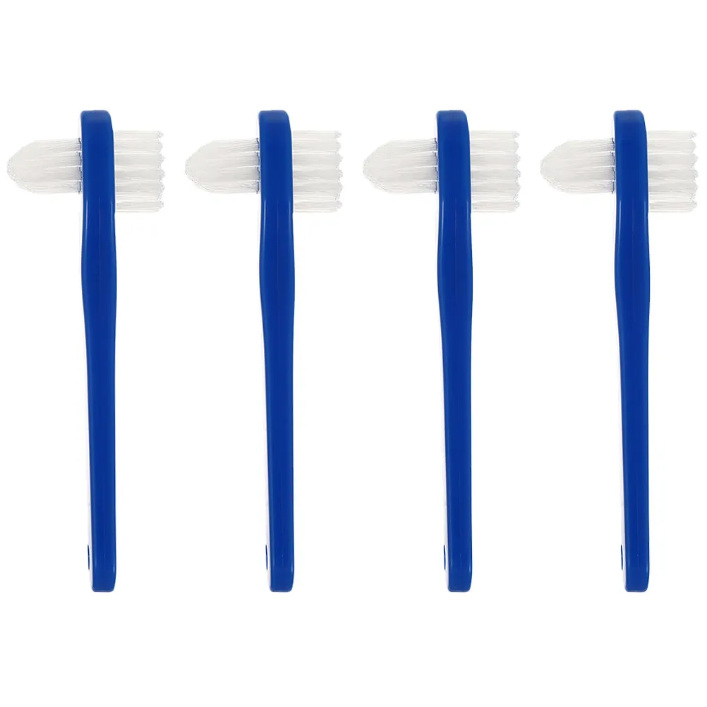 4Pcs Denture Toothbrush Double Heads Multi Functional Denture Cleaning Brush Portable Small Lightweight Safe