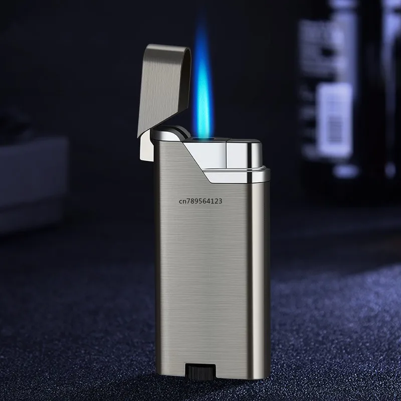 2023 New Metal Direct Charge Windproof Lighter Cool Blue Flame Inflatable Lighter Men\'s High end Gift Smoking Accessories Gadget