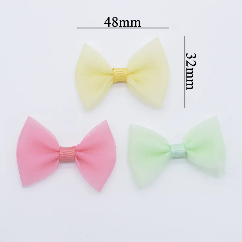 32Pcs Fresh Color Mesh Bow Tie Appliques Patches for DIY Crafts Headwear Clips Clothes Hat Sewing Supplies Decor Accessories