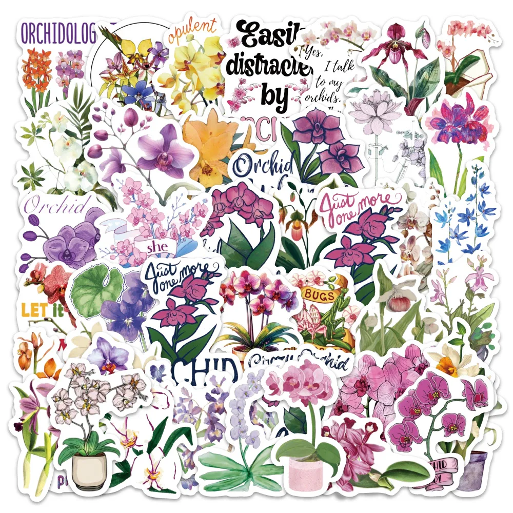 

10/60PCS Orchid NS-Wind Flowers Text Doodle Decorative Bass Guitar Mobile Case Refrigerator Waterproof Sticker Kids Toy