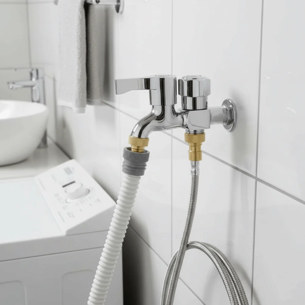 

Copper Core Washing Machine Faucet Stainless Steel Thickened Double Outlet Faucet Single-coupled Triple Outlet Adapter Bathroom