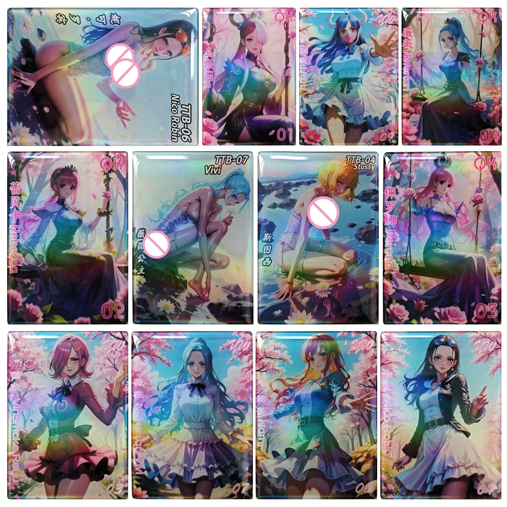 One Piece QK Holografische regenboog verzamelkaarten Anime Festival Gift Nami Vivi Yamato Perona Hancock Robin Rainbow Sparkle