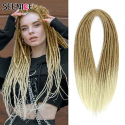 Extensiones de rastas sintéticas de doble extremo, cabello Natural trenzado de ganchillo liso hecho a mano, Marrón degradado para mujeres negras, 24 pulgadas