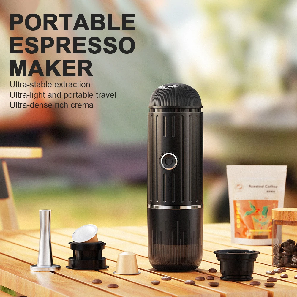 Electric Portable Coffee Maker Compatible with NS Pods and Ground Coffee 19 Bar 100W Wireless Heating Travel Espresso Machine