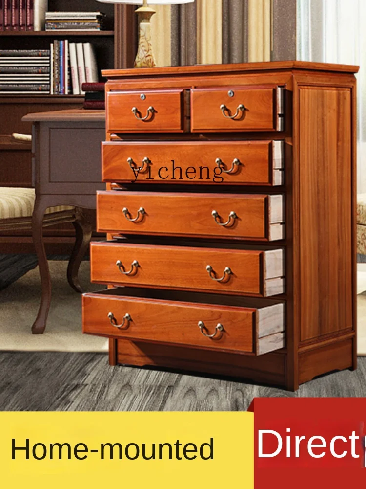 ZC Solid Wood Camphor Wood Chest of Drawers Chest of Drawer Chinese Bedroom Rosewood Storage Cabinet