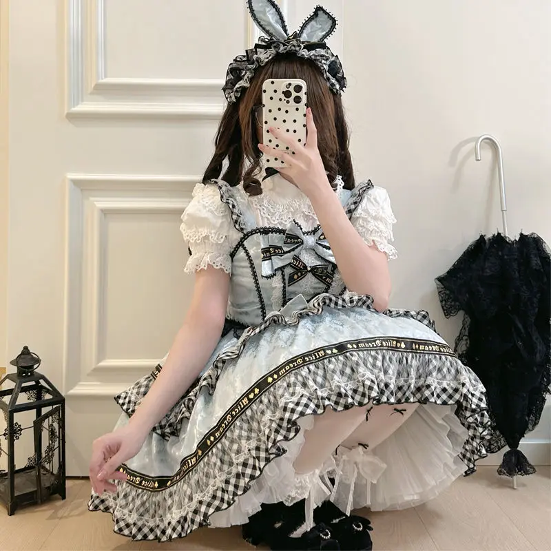 Coalfell【 Strange Rabbit Spades 】~Original Design Japanese Blue Spade K Lolita Dress Cute Hanging Strap JSK Slimming Dress