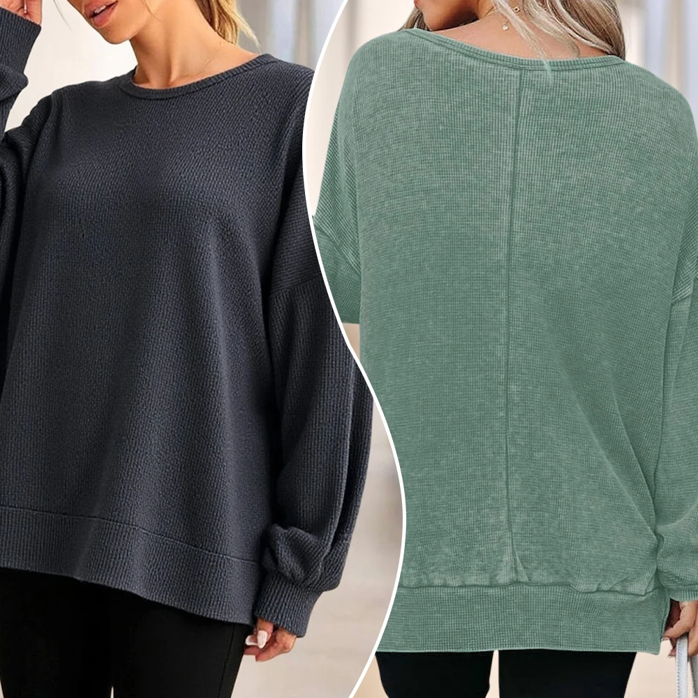 هوديي نسائي مريح للخريف والشتاء بأكمام طويلة بلون سادة على طراز K مريح أساسي #1
