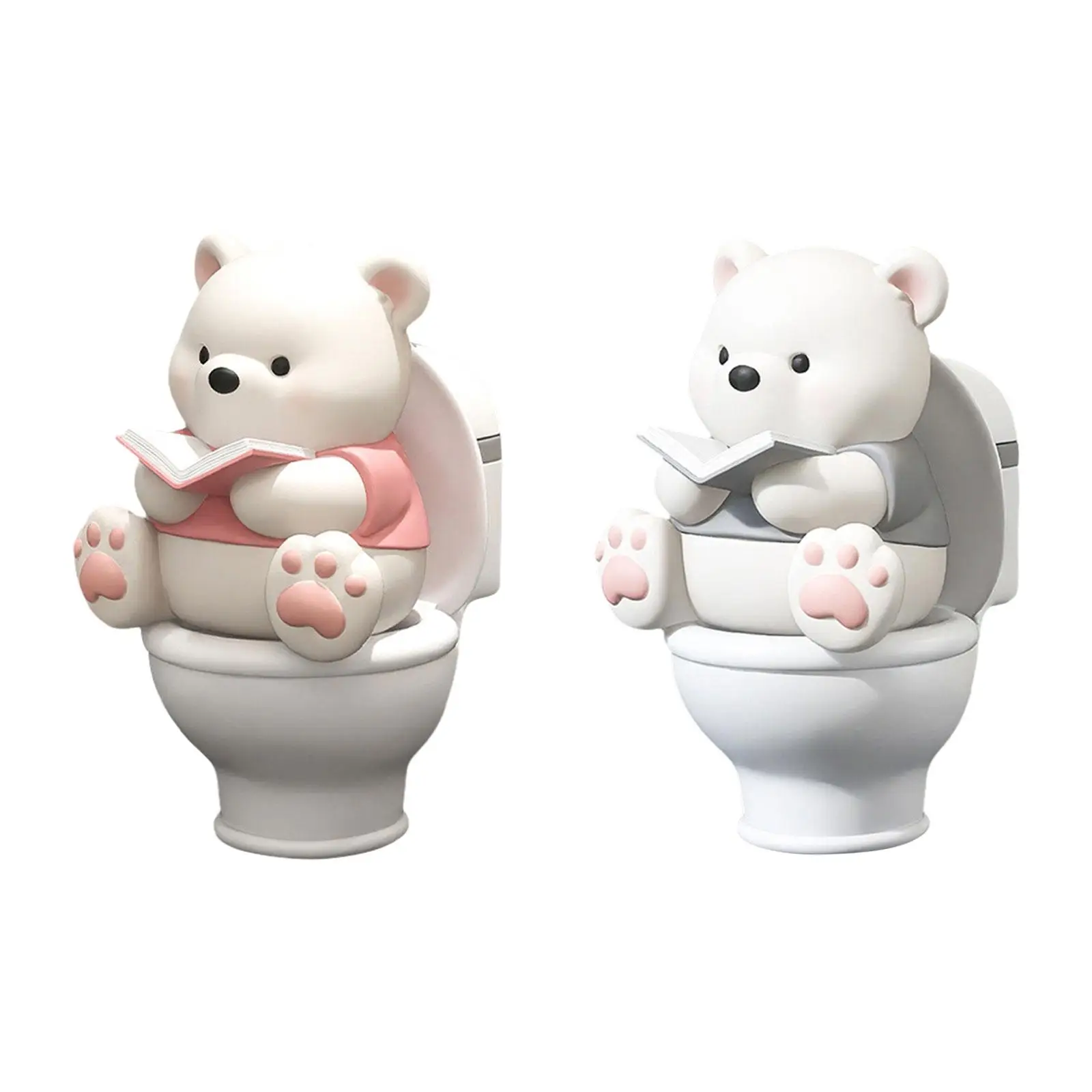 

Toilet Bear Statue Fine Craftsmanship Collecting Artwork Ideal Gift Table Decoration for Mantel Office Living Room Patio Desktop