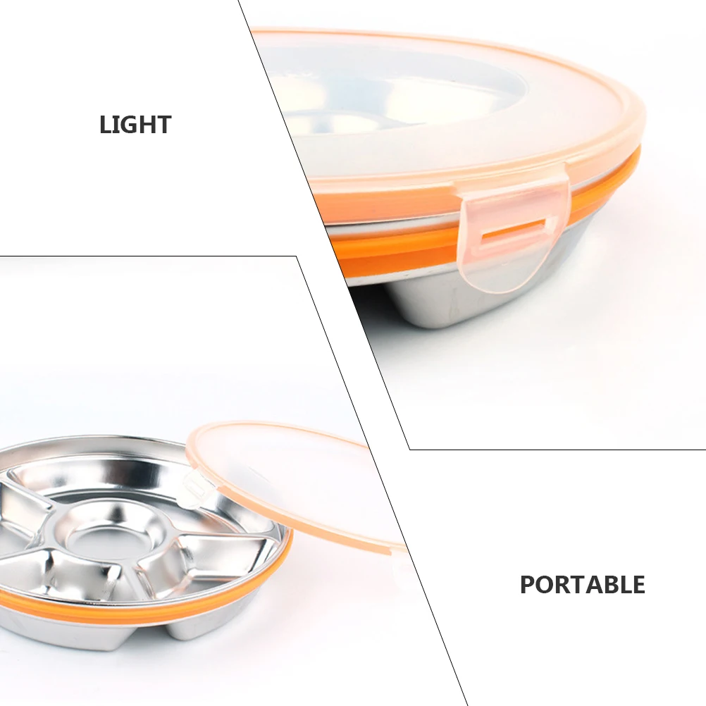 

Stainless Steel Lunch Box 201 Material PP Lid Five Compartments Food Container Office Students Camping Practical Sealed