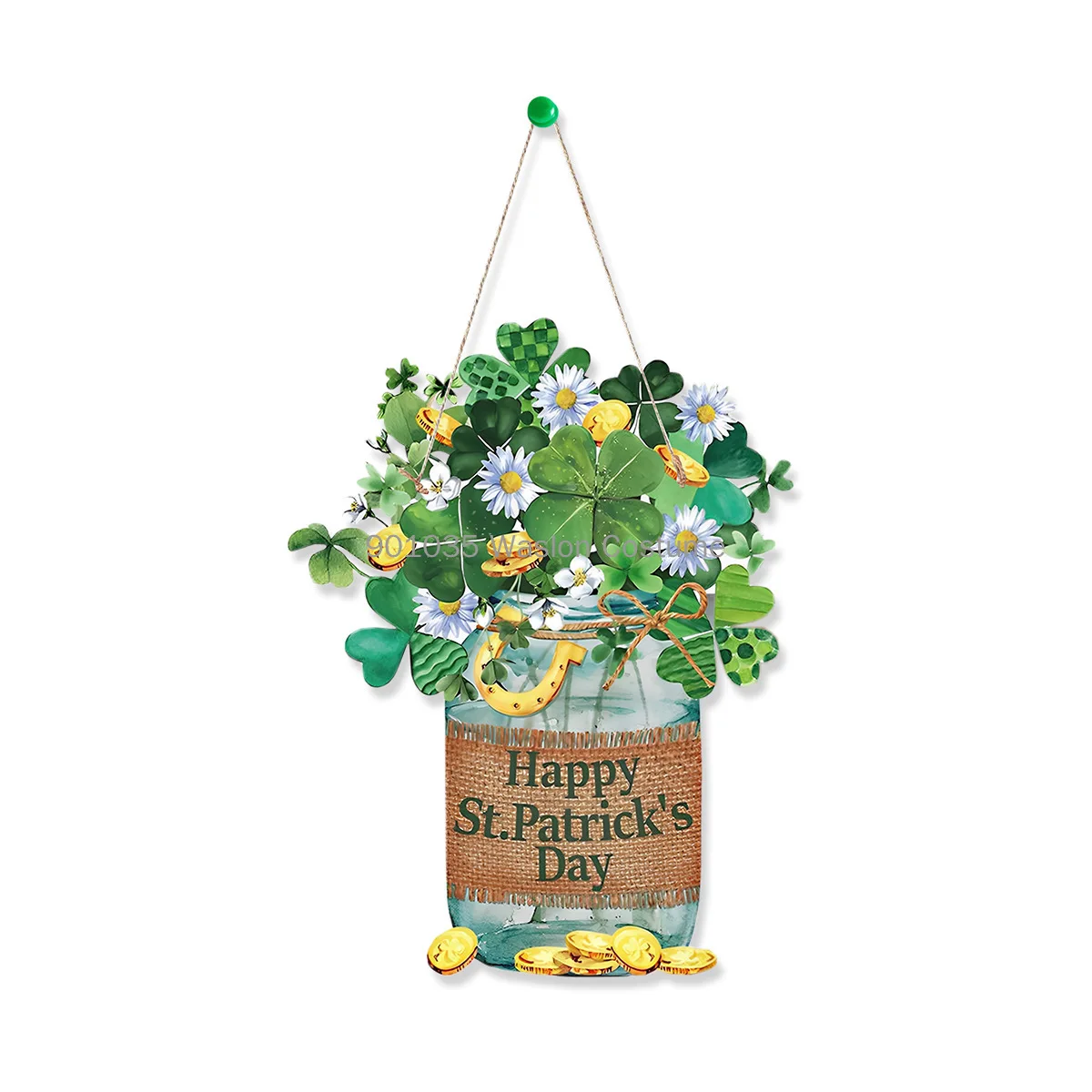 St Patricks Sign Day Door Welcome Decor Shamrock Accessories Kitchen Front Door St Patrick Paper Board Doorplate Door Sign