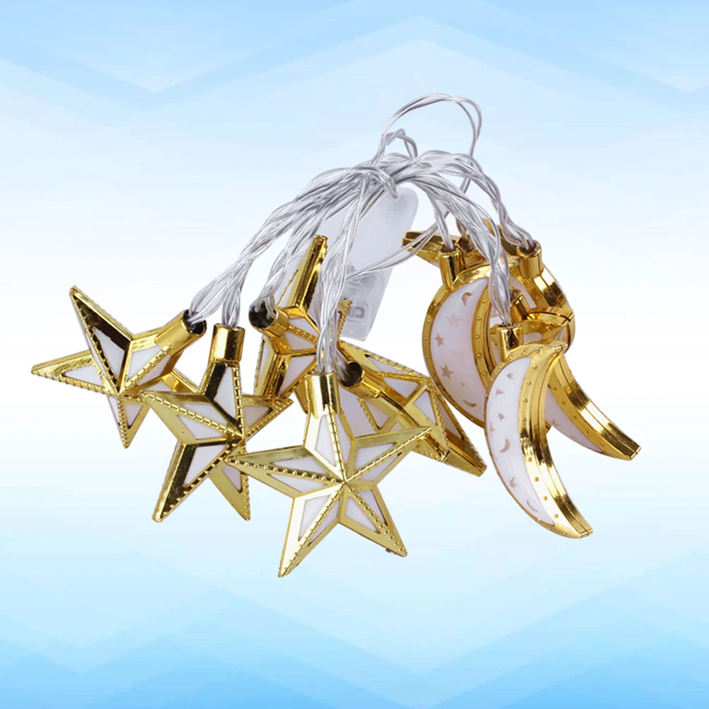 رمضان حفلة غرفة نوم 10 المصابيح 1.65 متر نجمة القمر الذهبي 4 ألوان LED سلسلة أضواء الديكور 4 ألوان 1.65 متر 10 المصابيح) #4