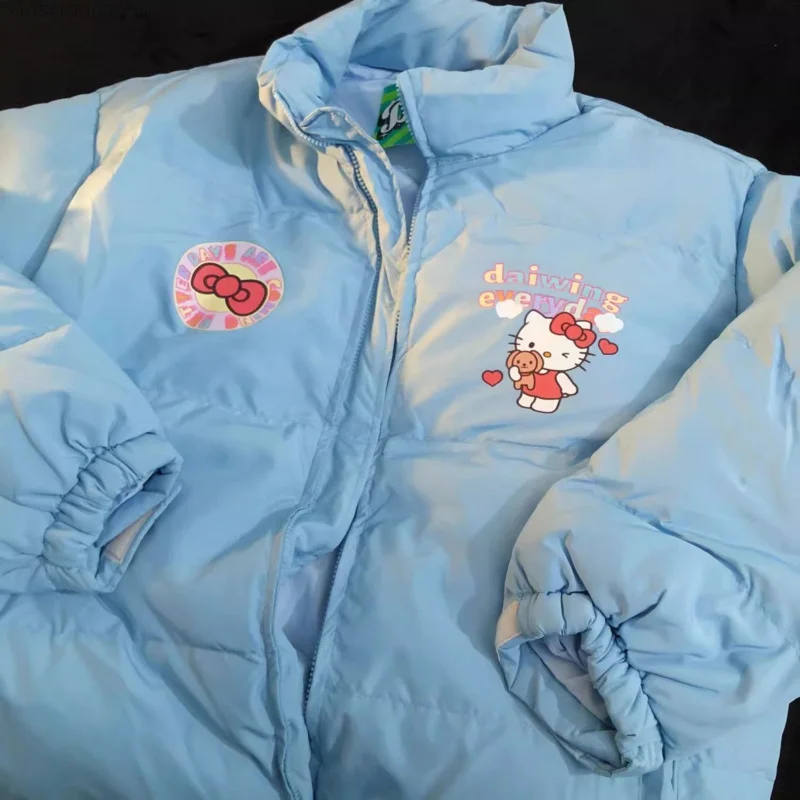 Sanrio Hello Kitty Winter New Print Cotton Coat Y2k Harajuku Hip Hop Streetwear Zip Up Fashion Cotton-padded Jacket Lolita Girls