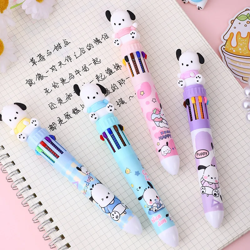 4 buah/lot Kawaii Sanrio Pochacco pulpen pena Cute10 warna rol bola pena sekolah kantor perlengkapan menulis