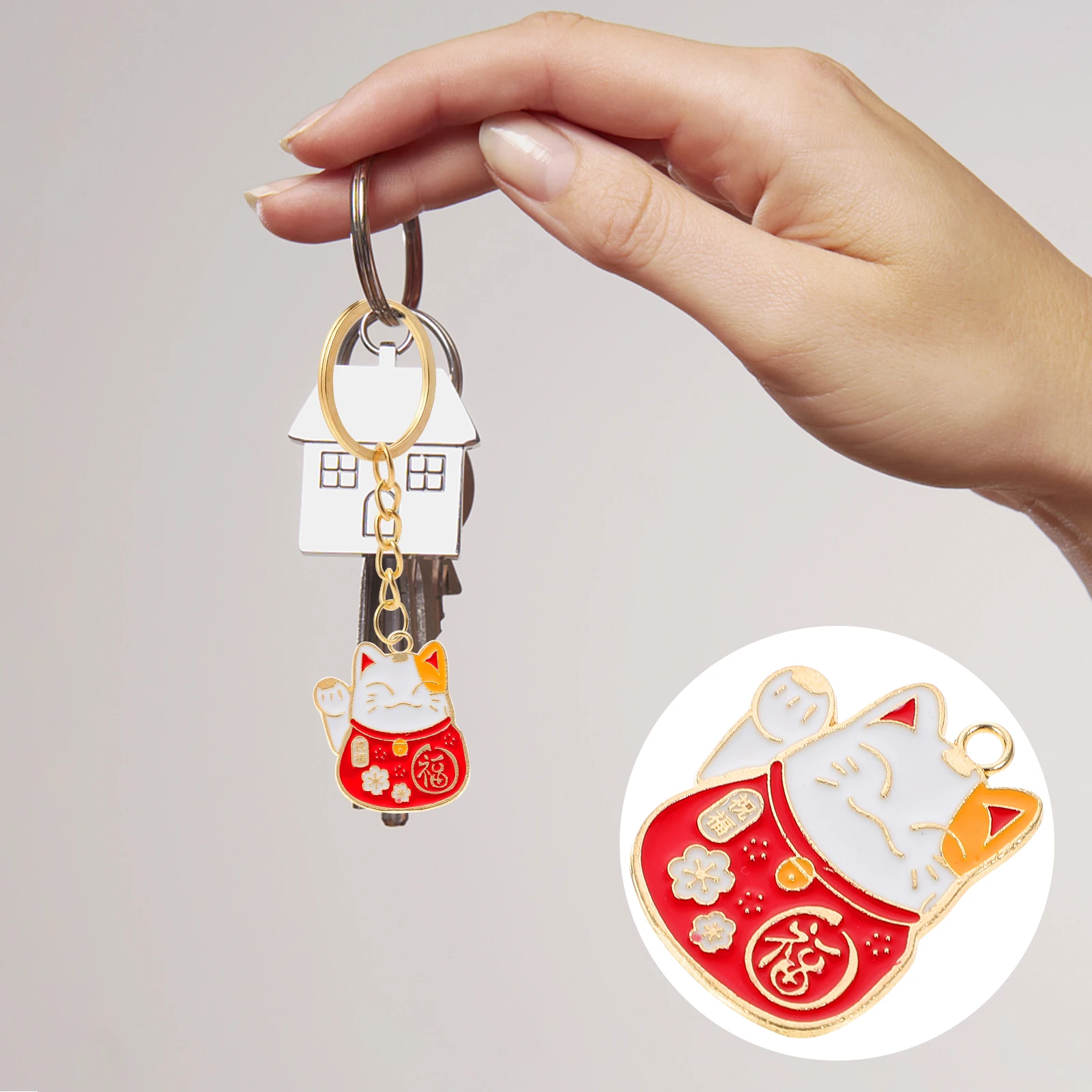 

20 Pcs Key Chain Pendant Keychain Cat Charm Crafts Alloy Holder for Lucky Ornaments