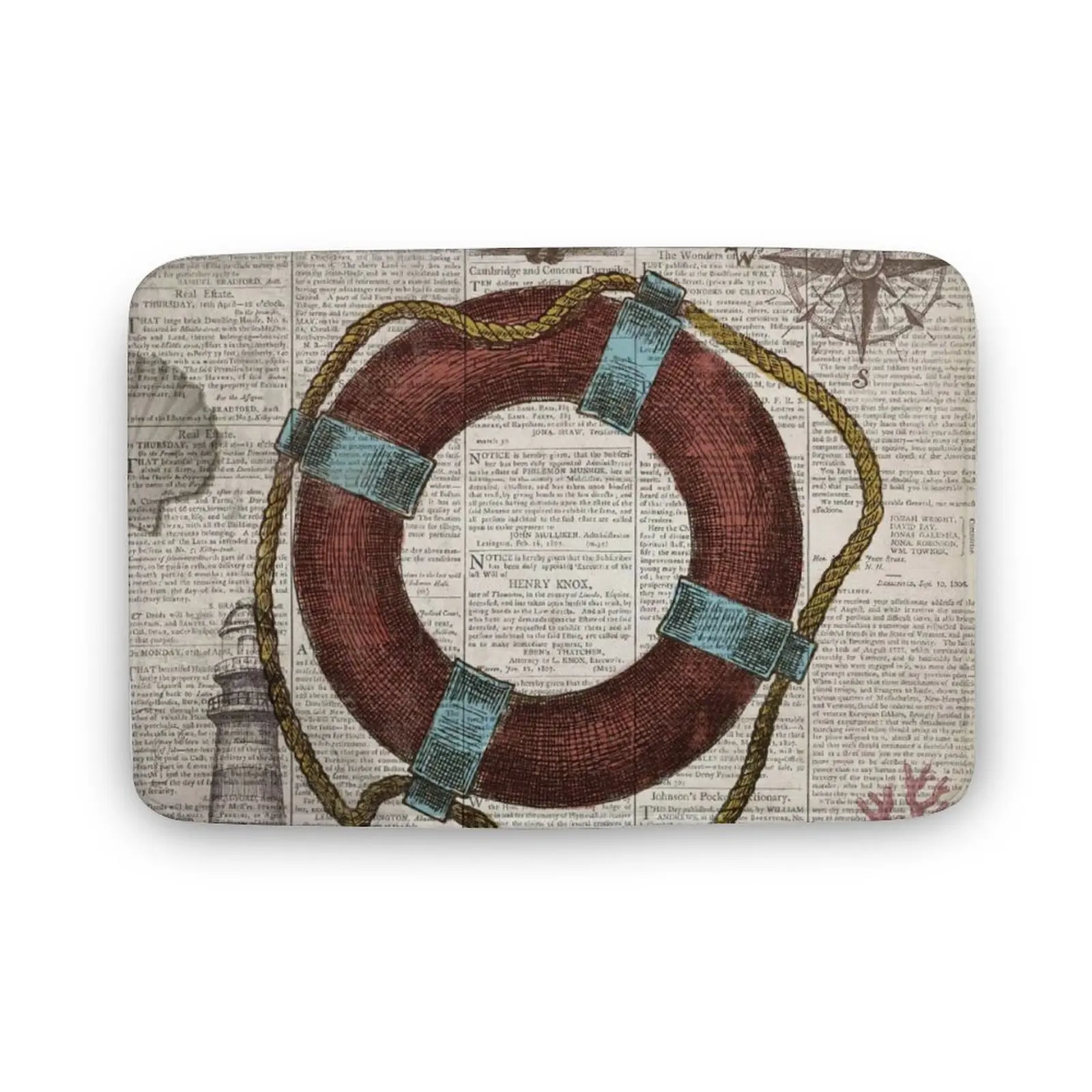 Marine decoration life buoy carpet polyester carpet non-slip floor mat, doormat, bedroom, kitchen, bathroom decoration