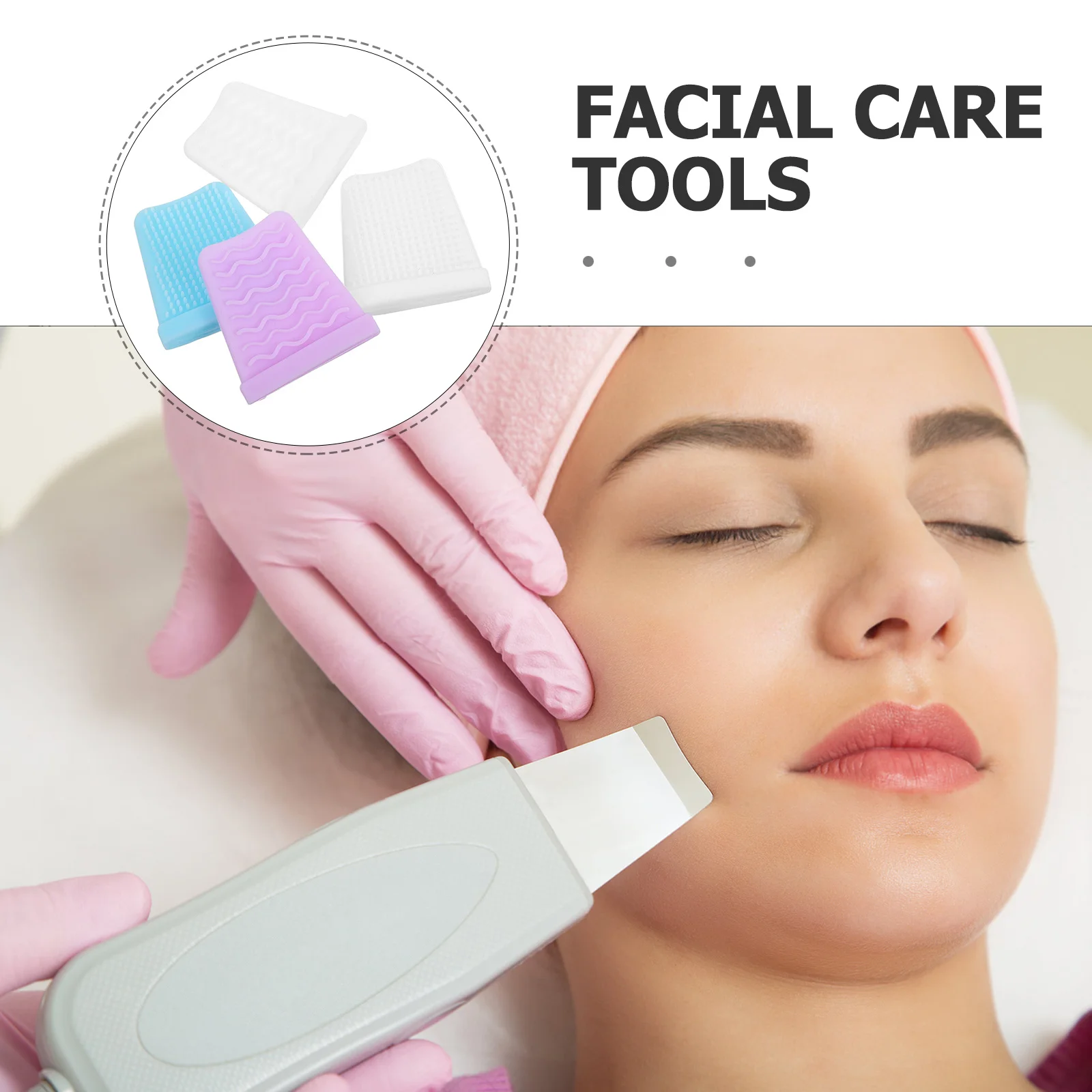 4 قطعة أغطية حماية من السيليكون لأداة تنظيف الوجه، واقيات رأس مكشطة الجلد، قابلة لإعادة الاستخدام، صيانة نظيفة، سبا أساسية
