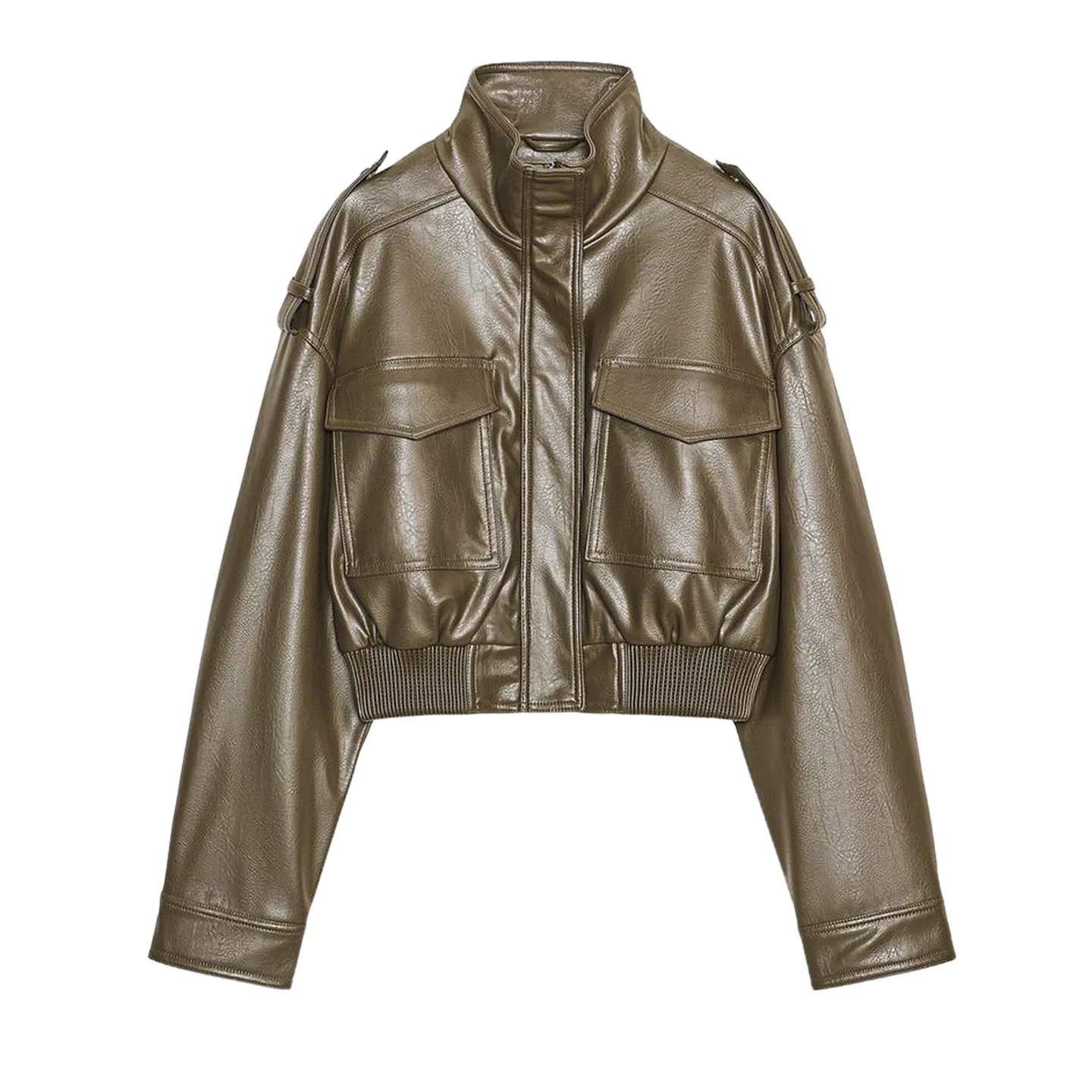 Automne femmes moto Sle ort Jaet avec ket PU cuir Long Sve col montant fermeture à glissière Faion vêtements d'extérieur