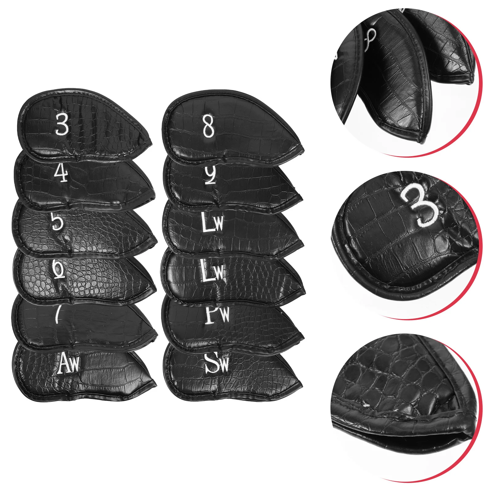 

12Pcs Club Head Covers PU Material Lightweight Strong Protection for Club Heads Easy on Off Long-Lasting
