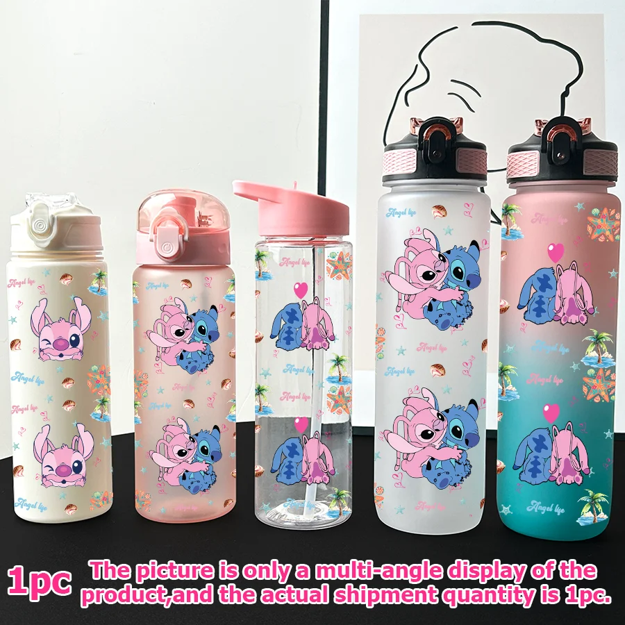 1 pezzo Disney Stitch, stampa bicolore 23-32 once bottiglia d'acqua multi-plastica tazza d'acqua sportiva portatile regalo di compleanno