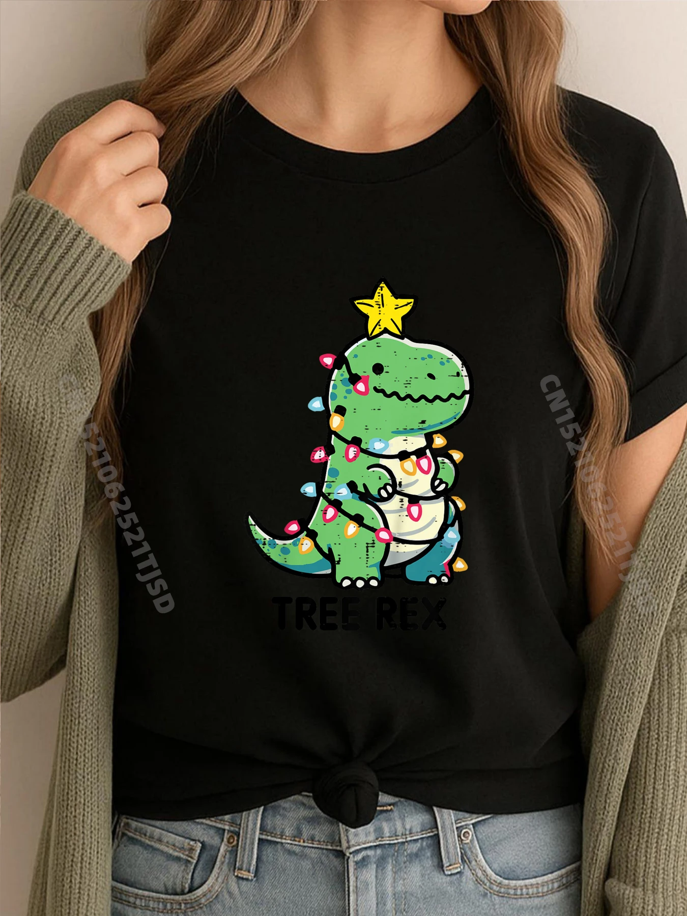 

Kids Christmas Tree Rex Dino Cute Trex Xmas Toddler Mens Korean Fashion Man Clothes