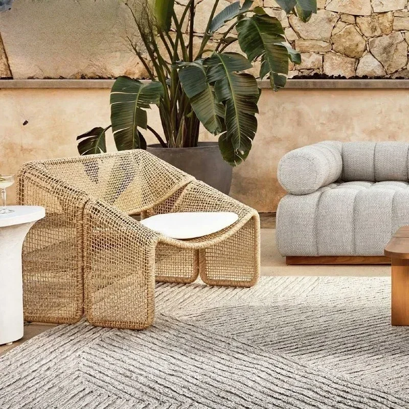 

Outdoor rattan sofa hotel villa courtyard balcony B&B terrace leisure rattan chair sofa coffee table combination