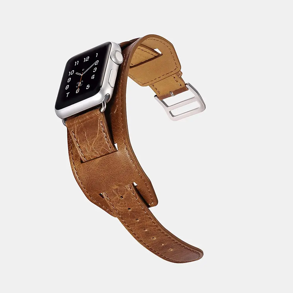 สายนาฬิกาหนังแท้คลาสสิก Quadri-Watch Series สำหรับนาฬิกา Apple