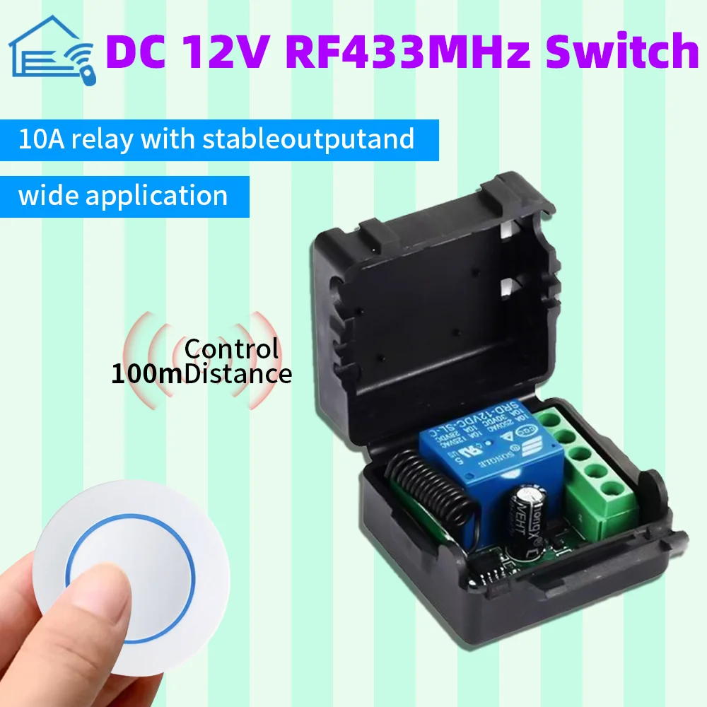 433Mhz Universal Wireless Remote Control Switch DC 12V 1CH Relay Receiver Module RF EV1527 Learning Code Transmitter