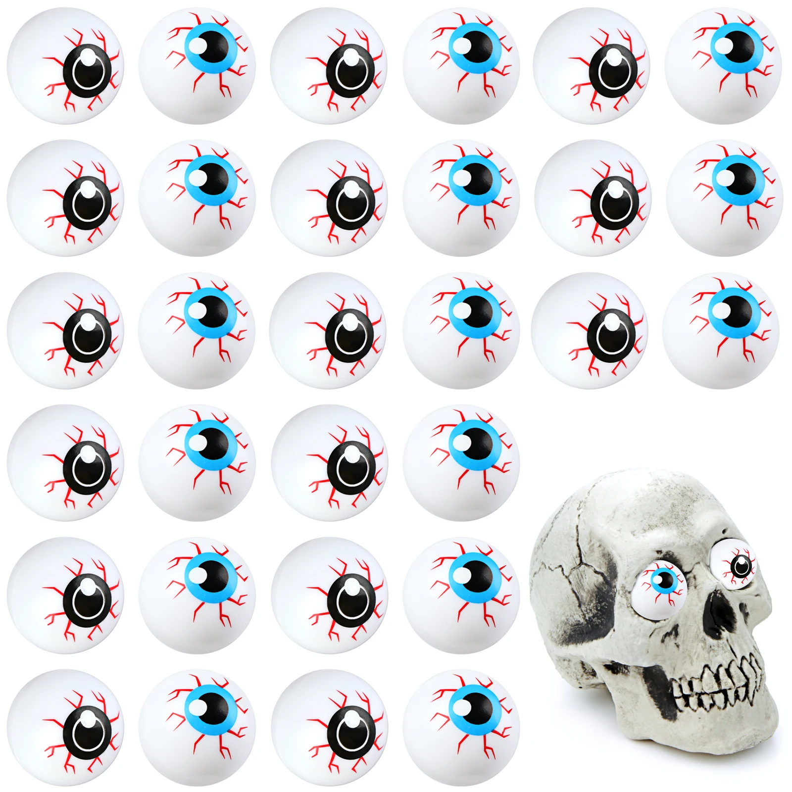 60PCS Plastic Halloween Eyeballs Scary Ping Pong Eyeballs for Kids Toys 1In Fake Eye Balls Hollow Eyeballs Beer Pong